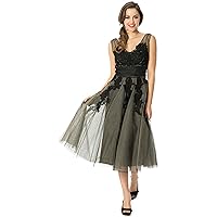 50s Tea-Length Prom Swing Dress