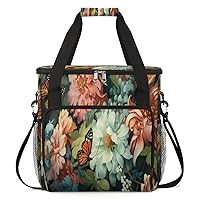 Colorful Flower Blooming（02） Coffee Maker Carrying Bag Compatible with Single Serve Coffee Brewer Travel Bag Waterproof Portable Storage Toto Bag with Pockets for Travel, Camp, Trip