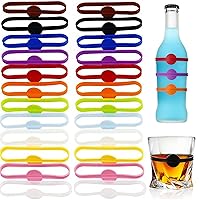 Stretchable Drink Markers 24pcs, Wine Glass Markers, Drink Identifiers for Glasses Cup, Beer Bottle, Mug, Jar, Cocktail Glass, Drink Labels for Party