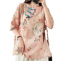 Retro Traditional Clothing Chinese Women's Shirt Pullover Summer Stand Collar Tops