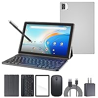 Android 12 Tablet 2 in 1 Tablet with Keyboard, 10.1 Inch Tablets Included Mouse Stylus Tempered Film, 2GB RAM 32GB ROM 512GB Expandable Tableta, 8MP Dual Camera 6000mAh Tablet, WiFi BT Google