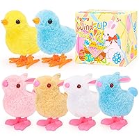 Bunny and Jumping Chick Wind Up Toys Easter Plush Rabbit and Chicken Toy for Kids Toddlers Easter Egg Hunt Basket Party Favor Stocking Stuffers Classroom Prizes Christmas Birthday Gift