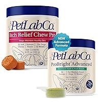 PetLab Co. – Itch & Breath Bundle: Dental Powder for Fresh Breath in just 1 Scoop. for Medium Dogs & Salmon Itch Relief Chew Pro Effortless Seasonal Allergy Support