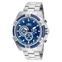 Invicta Men's Bolt Quartz Watch with Stainless Steel Band, Silver/Blue, Gold/Green 16 (Model: 25513, 25517)