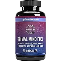 Brain Supplement by Primal Harvest, Primal Mind Fuel Brain Booster for Focus, Energy, Clarity, Memory Brain Health 30 Capsules Nootropics Brain Support Supplement for Men and Women