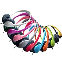 Wired On-Ear Leather Headphones with 3.5mm Connector, Bulk Wholesale, 10 Pack, Assorted Colors