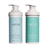 VIRTUE Recovery Sulfate Free Shampoo and Conditioner Set with Keratin Hydrates, Softens, and Renews Damaged Hair, Color Safe