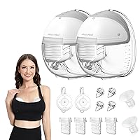 MomMed Double Breast Pump, Wearable Hands Free Breast Pump, Electronic Breast Pump with Remote Control, 9 Levels All-in-One Painless Breastfeeding Pump, Leak-Proof Design & Low Noise, 24mm Flange