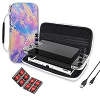 NexiGo Carrying Case and Game Accessories Kit for Nintendo Switch OLED, Game Accessories Bundle with Protective Case, Joystick Cap, Screen Protector (Sunset)