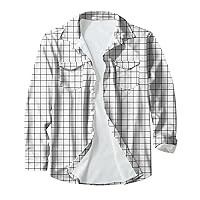 Big and Tall Shirts for Men Men's Fashion Casual Button-Down Lapel Long-Sleeved Printed Cardigan Jacket