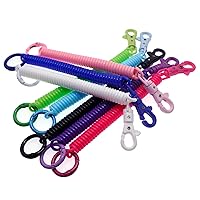 8Pcs Lanyard Spiral Retractable Spring Coil Keychain Chain Stretch Cord Safety Metal Key Ring with Plastic Lobster Clasp for Keys Wallet ID Cards Locker Tokens Key Chain Holder (Multicolour)