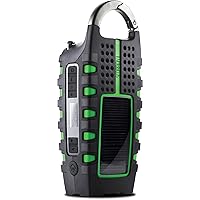 Scorpion II Rugged Multipowered Portable Emergency Weather Radio & Flashlight Green, Hand Crank, LED Flashlight, Smartphone Charger, Solar Power, 800 MAH Battery, Commitment to Preparedness