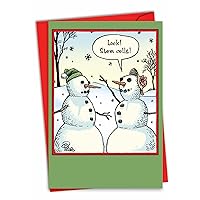 NobleWorks - Funny Christmas Greeting Card with 5 x 7 Inch Envelope (1 Card) Holiday, Merry Christmas Holiday Stem Cells 1986
