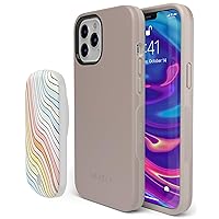 Casely Bundle with Case Compatible with iPhone 12 Pro Max Bold Case Power Pod MagSafe Compatible Battery Pack | Taupe on Nude - Solid Beige Phone Case | Ride The Wave | Pastel Rainbow L