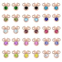 Cute Mickey or Minnie Mouse Stud Earrings for Women Girl 14k Rose Gold Over .925 Sterling Silver Gemstones (Earrings Size : 8mm x 8mm)