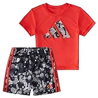 adidas baby-boys Short Sleeve T-shirt and Printed Shorts 2-piece SetShorts Set