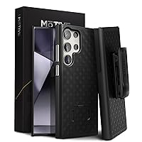 MOTIVE Designed for Samsung Galaxy s24 Ultra Case with Belt Clip, Drop Tested, Military Grade Protection, s24 Ultra Holster Case with Stand 6.8” Slim Shockproof | Black