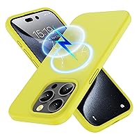 Kimguard Silicone Magnetic Case for iPhone 15 Pro Max Magsafe Case Silicone Phone Case with Microfiber Lining for iPhone 15 Pro Max 6.7 inch 2023, Fluorescent Yellow