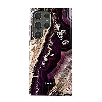 BURGA Phone Case Compatible with Samsung Galaxy S23 Ultra - Hybrid 2-Layer Hard Shell + Silicone Protective Case -Purple & Gold Marble Stone - Scratch-Resistant Shockproof Cover