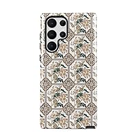 BURGA Phone Case Compatible with Samsung Galaxy S22 Ultra - Hybrid 2-Layer Hard Shell + Silicone Protective Case -Vintage Flower Pattern Woman Boho Bohemian Mosaic- Scratch-Resistant Shockproof Cover