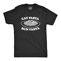 Mens Eat Pasta Run Fasta Tshirt Funny Workout Fitness Top Italian Pride Sayings