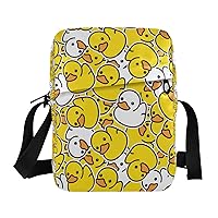 Duck Rubber Messenger Bag for Women Men Crossbody Shoulder Bag Cell Phone Wallet Purses Messenger Shoulder Bag with Adjustable Strap for Teen Girls