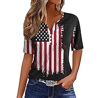 COTECRAM American Flag T Shirt Patriotic Shirts Women 4th of July Shirts Short Sleeve Stars Stripes Tops Red and Blue Tees