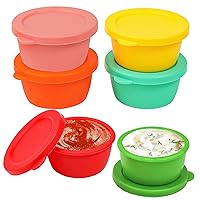 Webake Salad Dressing Container To Go, 1.6oz Small Condiment Containers With Lids 6 Packs Silicone Dressing Containers For Lunch Box Bento Reusable Sauce Cups Leakproof BPA Free