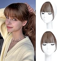 MORICA Clip in Bangs - 100% Human Hair Wispy Bangs Clip in Hair Extensions, Brown Bangs Fringe with Temples Hairpieces for Women Curved Bangs for Daily Wear (Wispy Bangs,Brown)