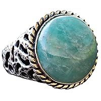 Natural Amazonite Gemstone Ring, Sterling Silver Ring, Sterling Silver Man Ring