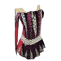 Girls' Red Rhythmic Gymnastics Outfit for Sparkly Competition Wear