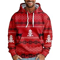 Men Christmas Hoodies Big And Tall Cotton Lightweight Graphic Ugly Christmas Sweatshirt Casual Warm Pullover