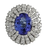 5.45 Carat Natural Blue Tanzanite and Diamond (F-G Color, VS1-VS2 Clarity) 14K White Gold Luxury Cocktail Ring for Women Exclusively Handcrafted in USA