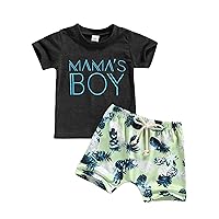 Toddler Baby Boys' Short Set Kids Summer Outfit Cotton 2 Pieces Pant Set Short Sleeve Clothing Sets