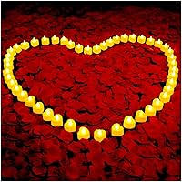 VIPbuy 3000 Pcs Artificial Rose Petals with 48 Pcs Heart Flameless Candles Battery LED Tea Lights Candles Set Valentine's Day Wedding Anniversary Decoration