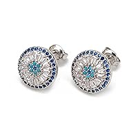 Lucky Eye Heart Turkish Evil Eye Stud Earrings Copper Round Zircon Drip Oil Small Earrings for Women Girls Men Jewelry