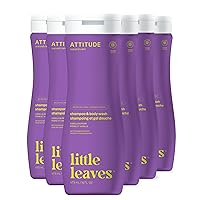 ATTITUDE 2-in-1 Hair Shampoo and Body Wash, Plant- and Mineral-Based Ingredients, Vegan and Cruelty-free Beauty and Personal Care Products, Vanilla and Pear, 16 Fl Oz (Pack of 6)