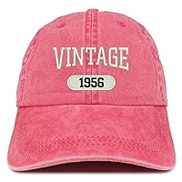 Trendy Apparel Shop Vintage 1956 Embroidered 68th Birthday Soft Crown Washed Cotton Cap