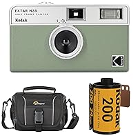 Kodak EKTAR H35 Half Frame Film Camera, Sage, Bundle with Kodacolor Gold 200 35mm Color Negative Roll Film, 24 Exposure and Shoulder Bag