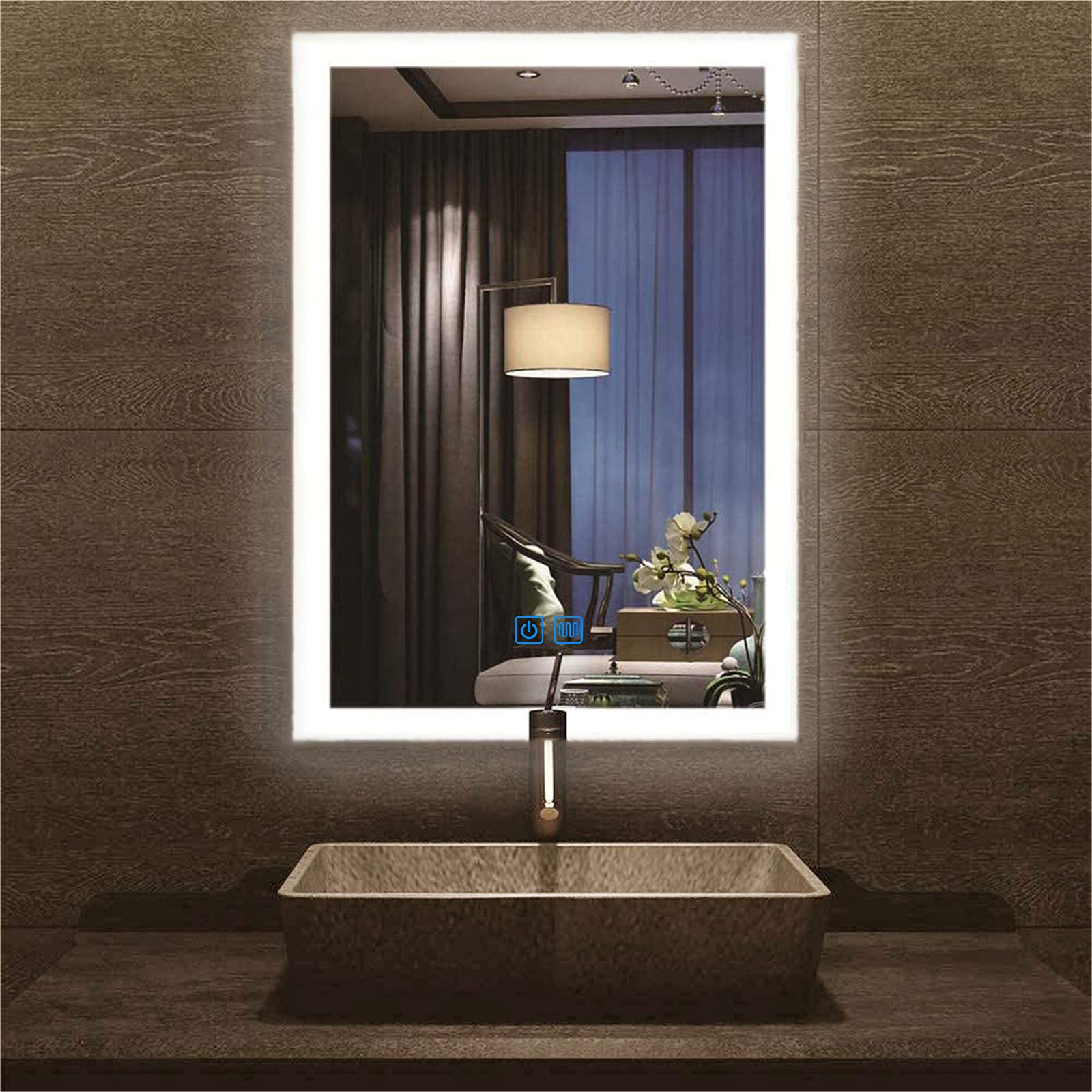 N/D 28 x 36 inch LED Makeup Bathroom Mirror Anti-Fog Dimmable Wall Vanity Mirror with Light,Vertical
