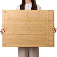 30 x 21 in Extra Large Bamboo Cutting Board and Stovetop Cover, Stove Top Cover Chopping Board with Detachable Legs and Juice Groove, Protector Board for Restaurant Kitchen Counter & Sink