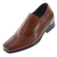 CALTO Men's Invisible Height Increasing Elevator Shoes - Copper Brown Premium Leather Slip-on Dress Loafers - 3 Inches Taller - Y3022