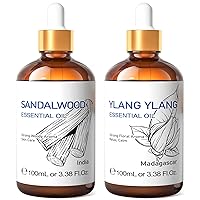 HIQILI Sandalwood Essential Oil and Ylang Ylang Essential Oil, 100% Pure Natural for Diffuser - 3.38 Fl Oz