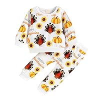 1st Birthday Boy Outfit Toddler Boys Girls Thanksgiving Day Long Sleeve Cartoon Letter Prints 6 Months Baby Girl