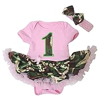Petitebella Camo 1st Pink Bodysuit Camouflage Tutu Baby Dress Nb-18m