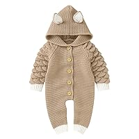 Newborn Infant Boy Girls Sweaters Baby Warm Hooded Jumpsuit Hoodies With Ears Fall Winter Sweaters for Boys