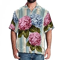 Hawaiian Shirt for Men, Mens Button Down Short Sleeve Shirt, Funny Hawaiian Shirts for Men, Home Flower Hydrangea Spring