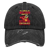 I'm A Welder I Can't Fix Stupid But I Can Fix What Stupid Does Hat for Womens Washed Distressed Baseball Cap Soft Washed Workout Hats Cotton