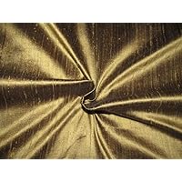 100% Pure Silk Dupioni Fabric Antique Gold x Black 54