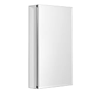 Zenna Home Zenith Aluminum Beveled Mirror Medicine Cabinet, 15 x 26 Inches, Frameless
